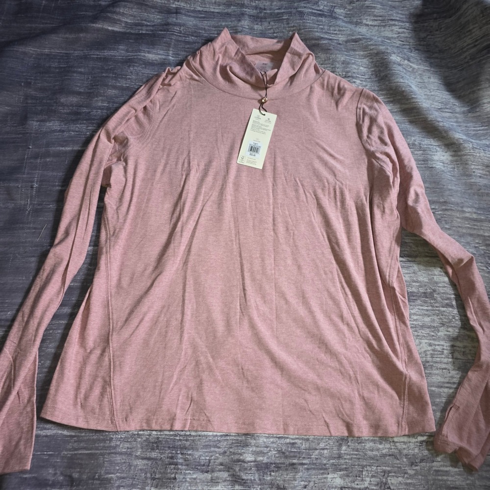 CALIA Womens Lustralux Turtleneck Rose Pink Heather Long Sleeve XXL WAX31361 NEW